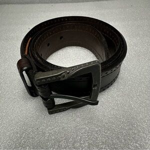Vintage bison genuine American bison leather dark brown belt 1082 30